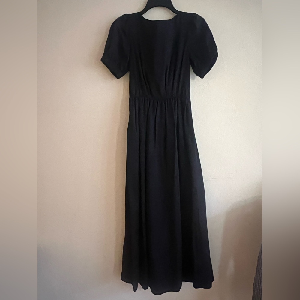 NWT $495 STAUD Alix Maxi Black Dress Puff Sleeves Size 2 Open Back - Picture 4 of 16